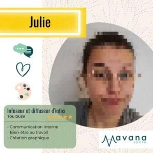 Julie, infuseur et diffuseur d'infos (Toulouse)
- Communication interne
- Conseil en Qualité de Vie au Travail
- Création graphique