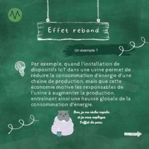 Par exemple, quand l'installation de dispositifs IoT dans une usine permet de réduire la consommation d'énergie d'une chaîne de production, mais que cette économie motive les responsables de l'usine à augmenter la production, entraînant ainsi une hausse globale de la consommation d'énergie.