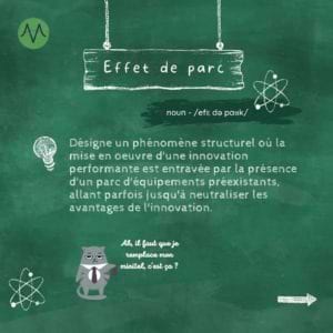 Désigne un phénomène structurel où la mise en oeuvre d'une innovation performante est entravée par la présence d'un parc d'équipements préexistants, allant parfois jusqu'à neutraliser les avantages de l'innovation.