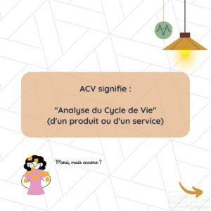 ACV signifie : "Analyse du Cycle de Vie" (d'un produit ou d'un service)