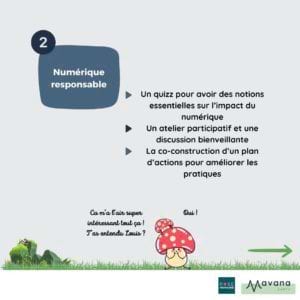 Un quizz pour avoir des notions essentielles sur l’impact du numérique Un atelier participatif et une discussion bienveillante La co-construction d’un plan d’actions pour améliorer les pratiques