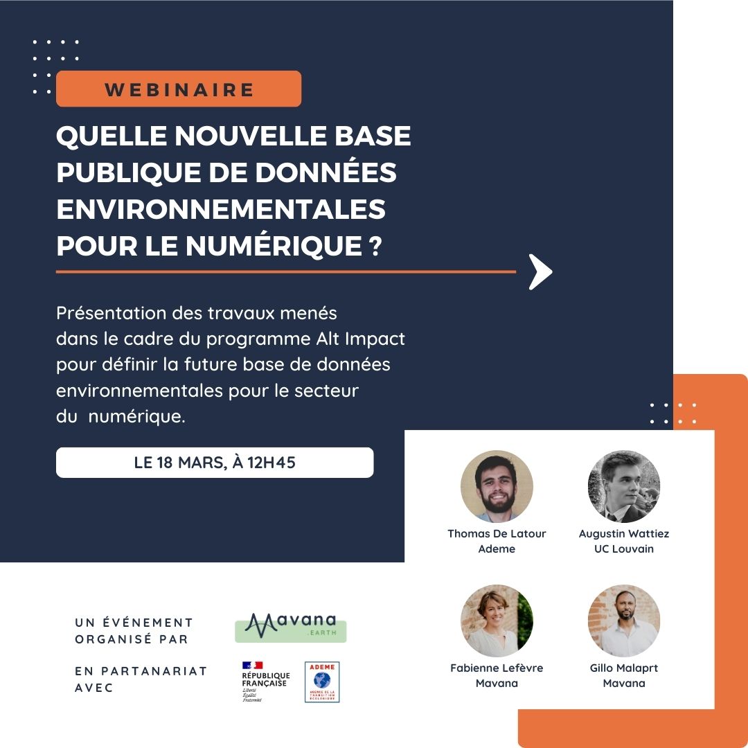 [replay webinaire] Quelle nouvelle base publique de données environnementales pour le numérique ? Mavana