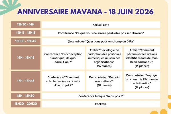 Programme journée anniversaire Mavana conférences et ateliers 18 juin toulouse